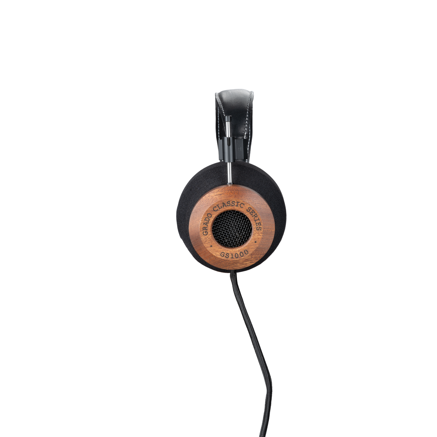 Photo of Grado GS1000 Headphones taken from the side - the words - Grado Classic Series and - GS1000 - can be seen on the ear cup.