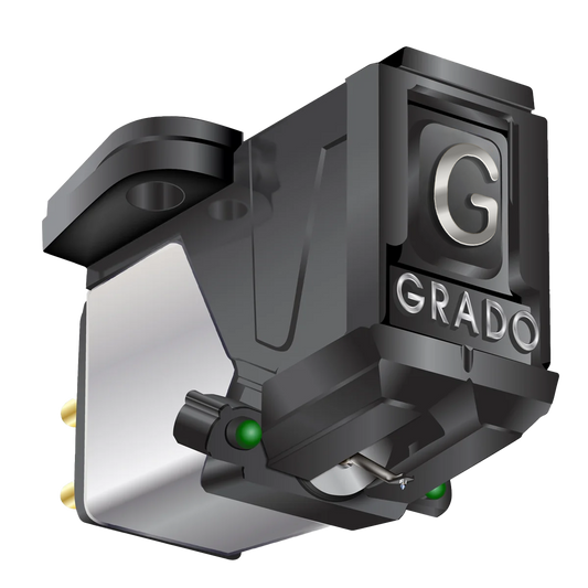 Close up rendering of the Green4 Cartridge which is black and silver with a large G and the word GRADO on the front in silver letters.